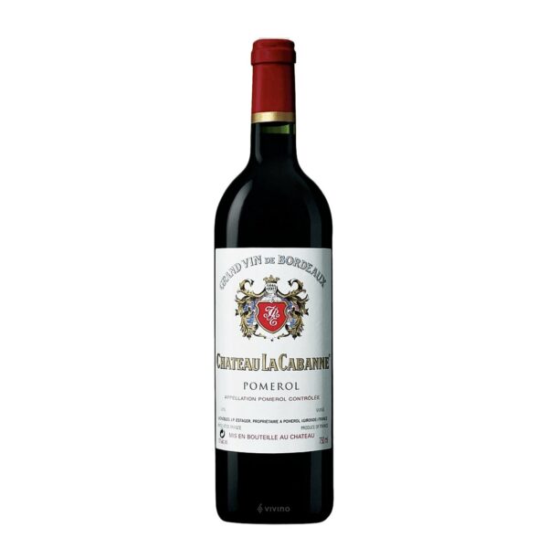 Shishe vere Château La Cabanne Pomerol – Verë e kuqe luksoze e vitprodhimit Grand Cru nga rajoni Bordeaux.